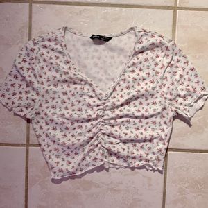 floral scrunched top